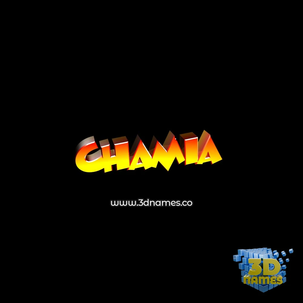 chamia in Black Background style - 3D name wallpaper