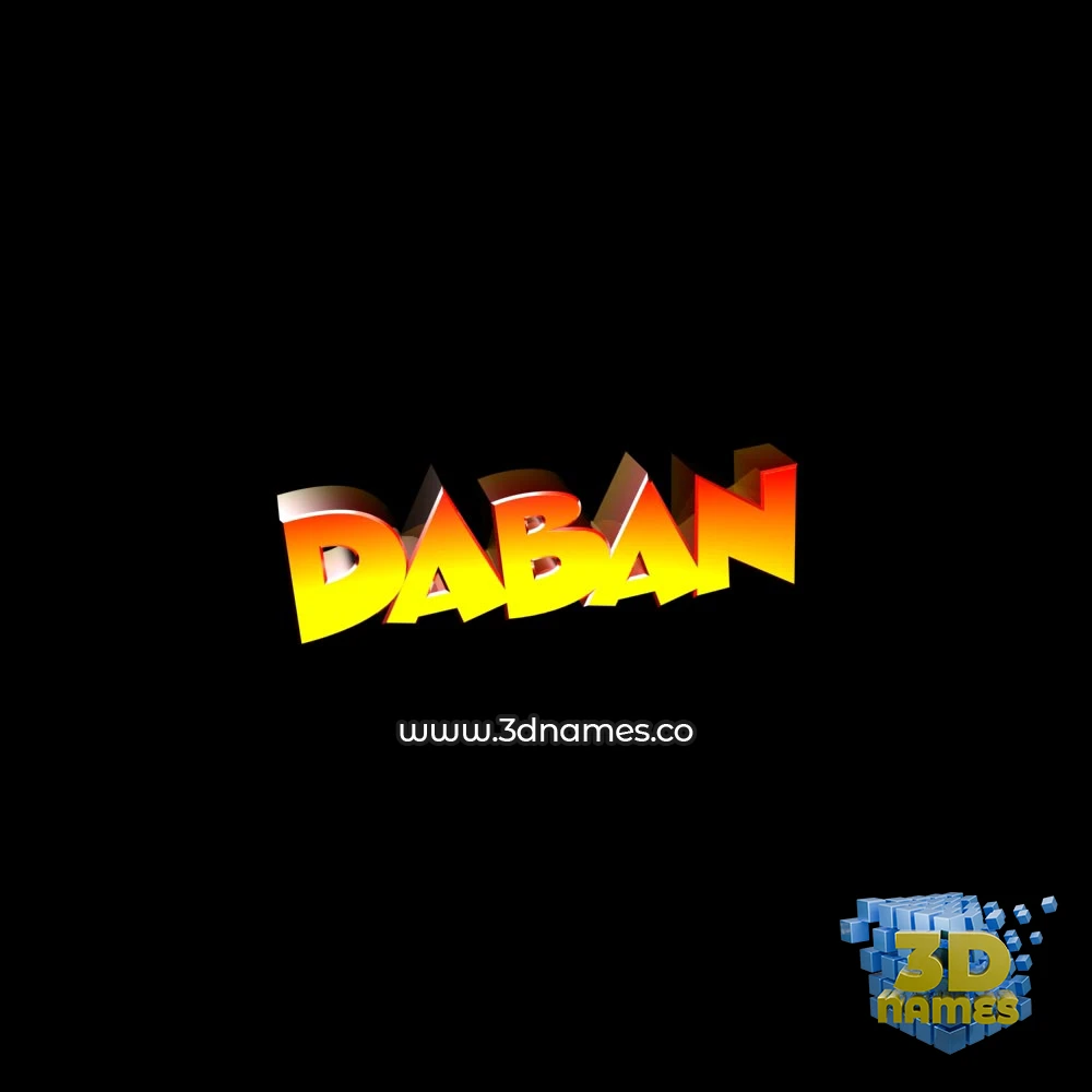 daban in Black Background style - 3D name wallpaper