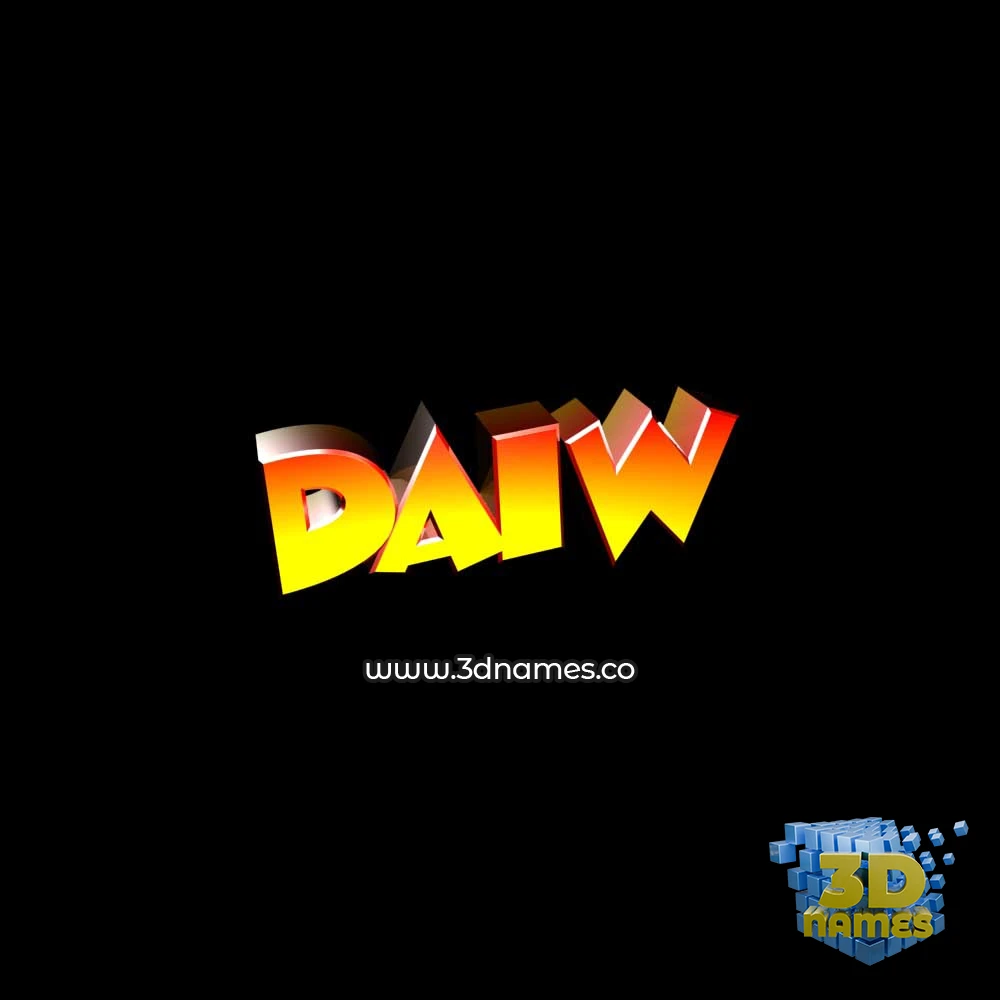 daiw in Black Background style - 3D name wallpaper