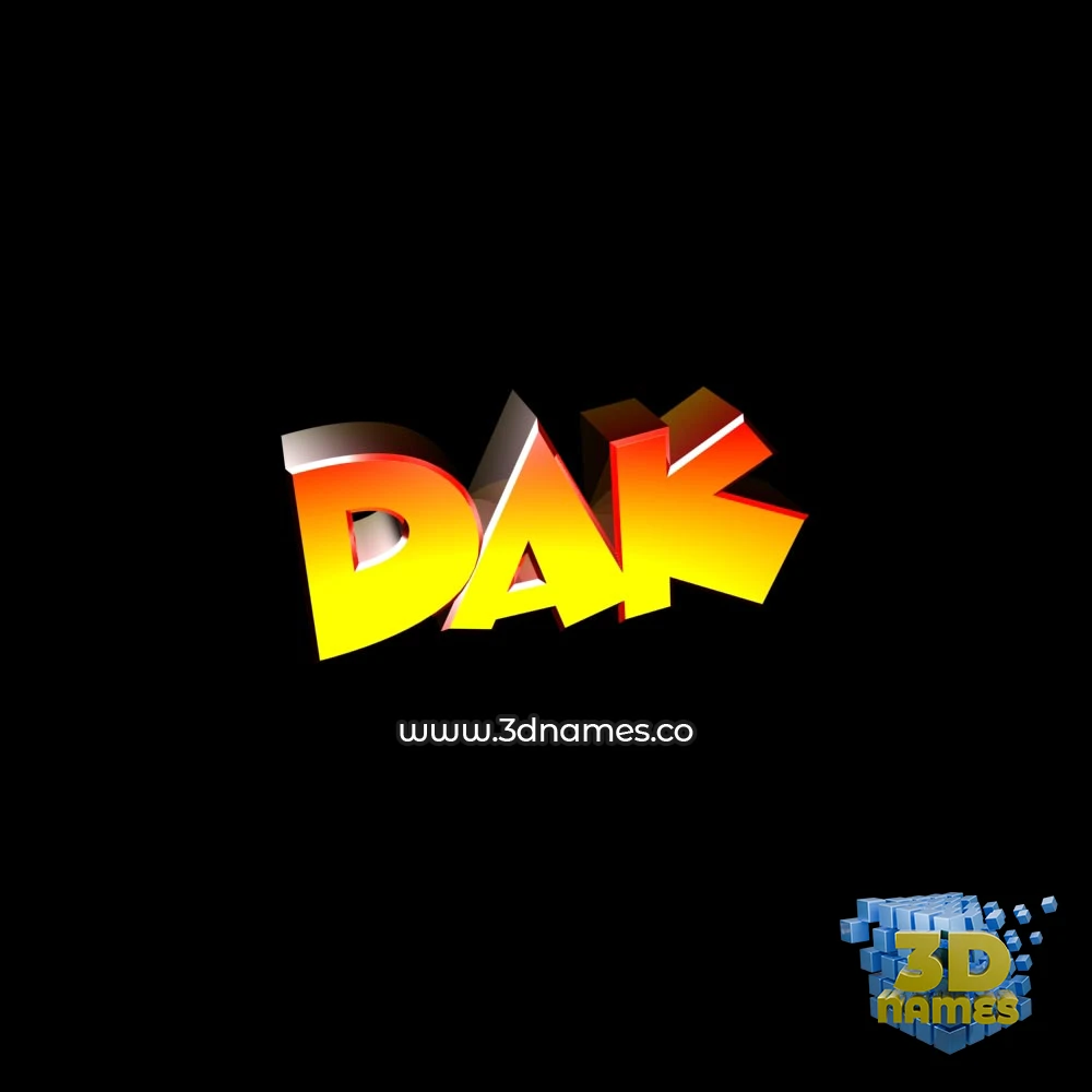 dak in Black Background style - 3D name wallpaper
