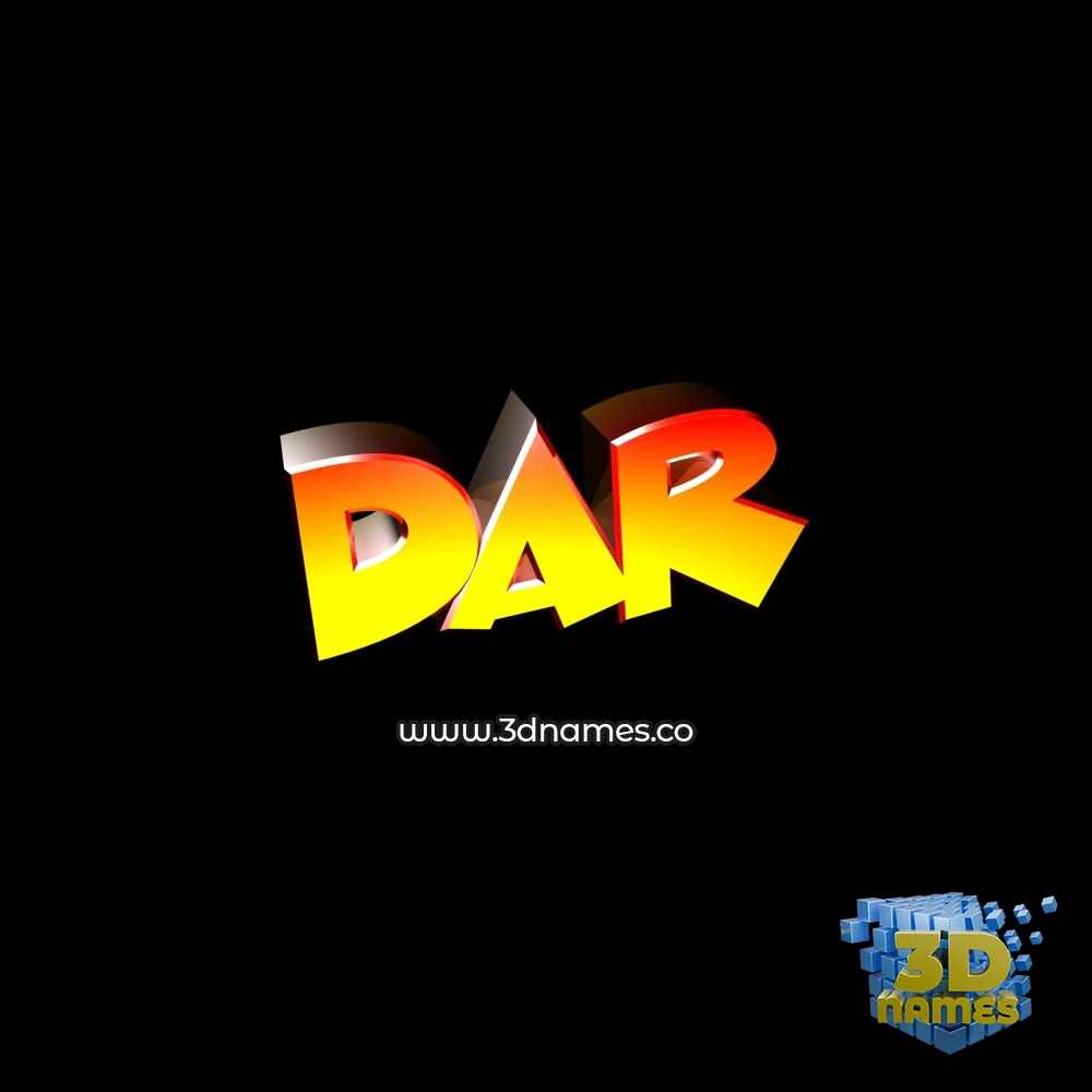 dar in Black Background style - 3D name wallpaper
