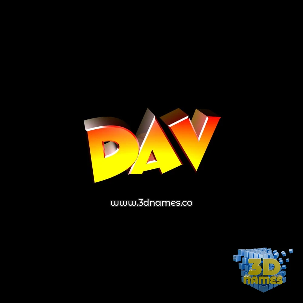 dav in Black Background style - 3D name wallpaper