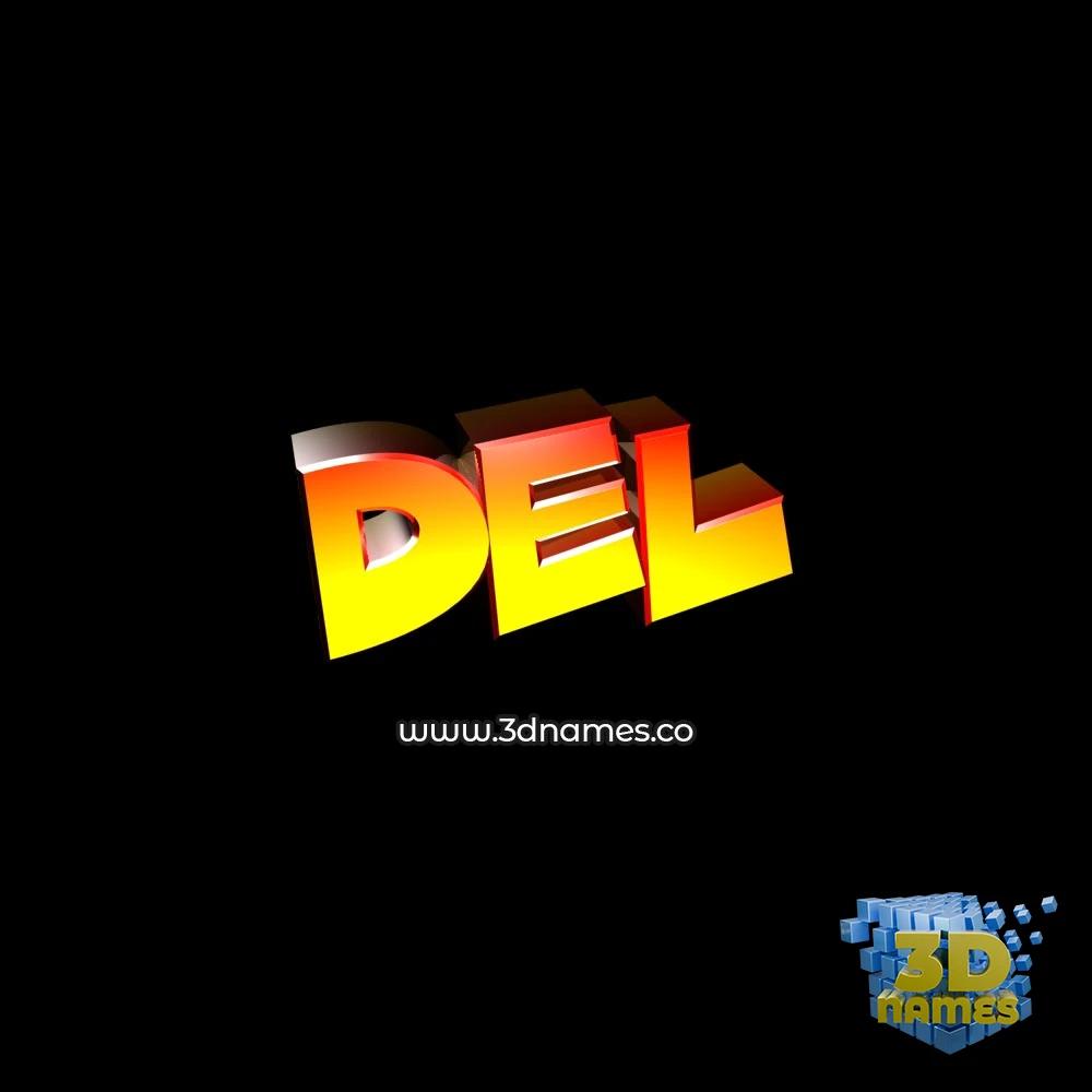 del in Black Background style - 3D name wallpaper