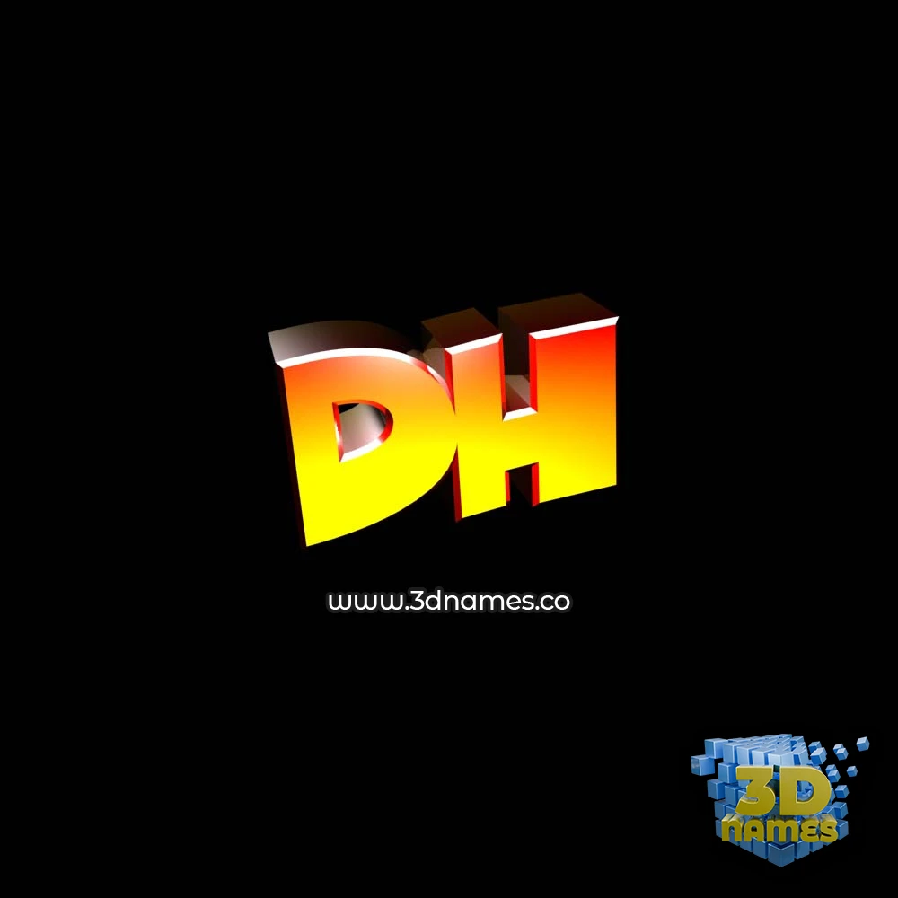 dh in Black Background style - 3D name wallpaper