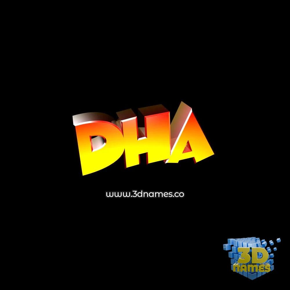 dha in Black Background style - 3D name wallpaper