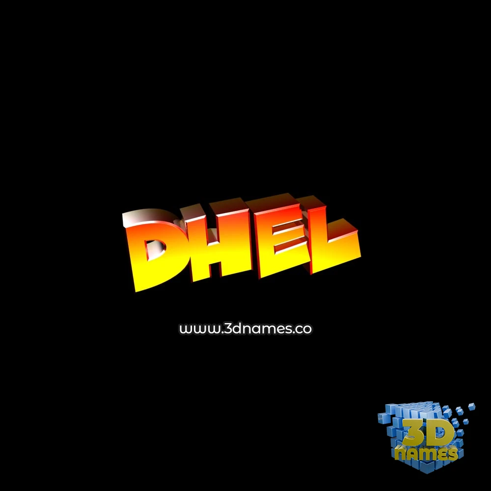 dhel in Black Background style - 3D name wallpaper