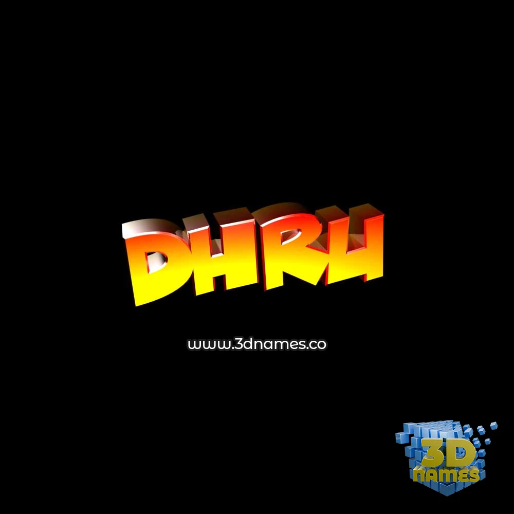 dhru in Black Background style - 3D name wallpaper