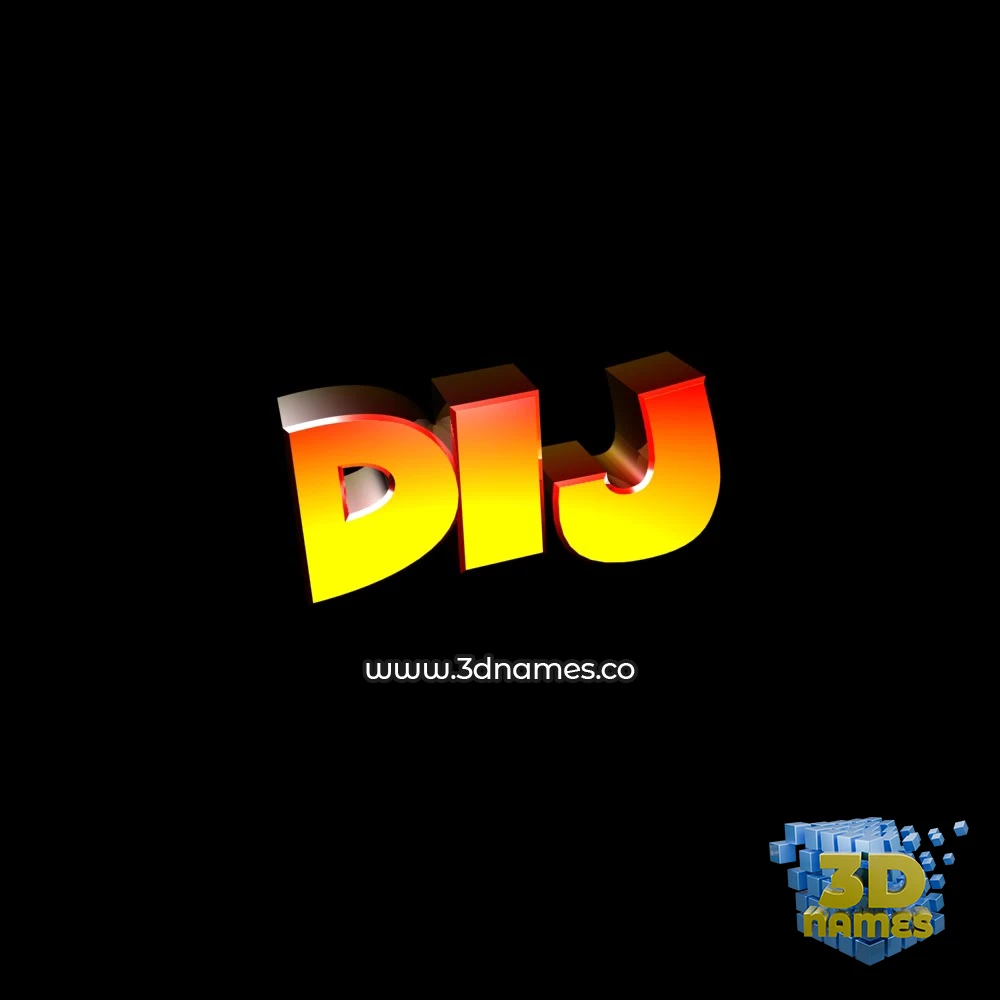 dij in Black Background style - 3D name wallpaper