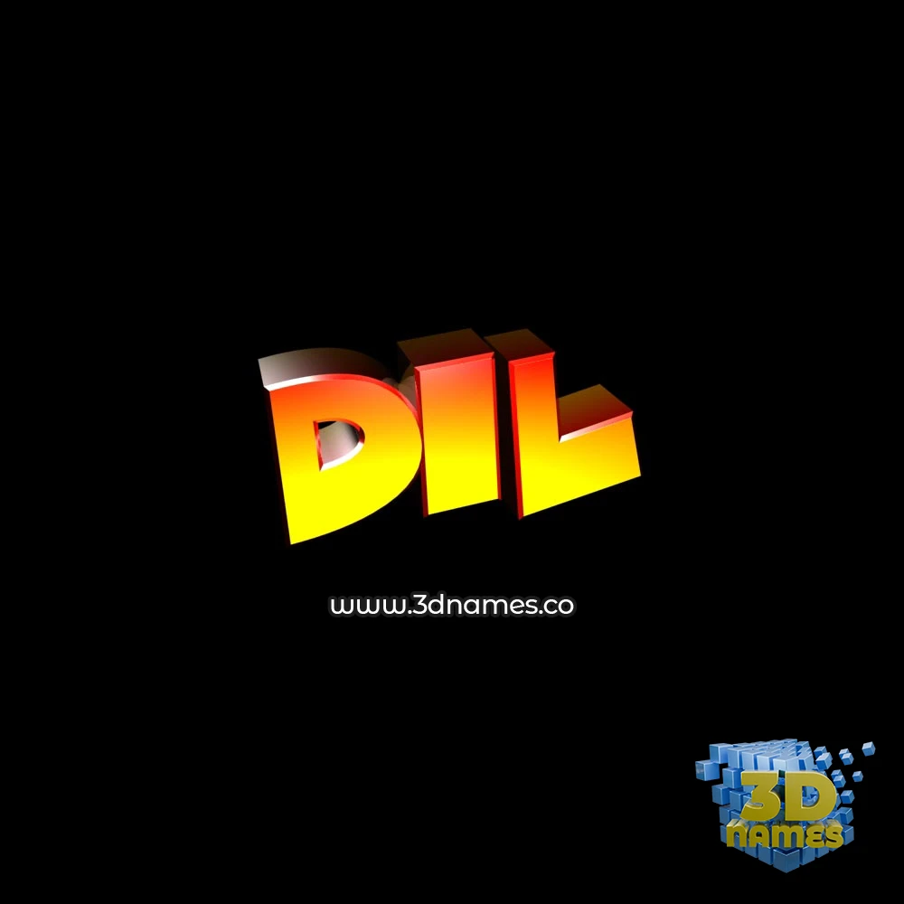 dil in Black Background style - 3D name wallpaper