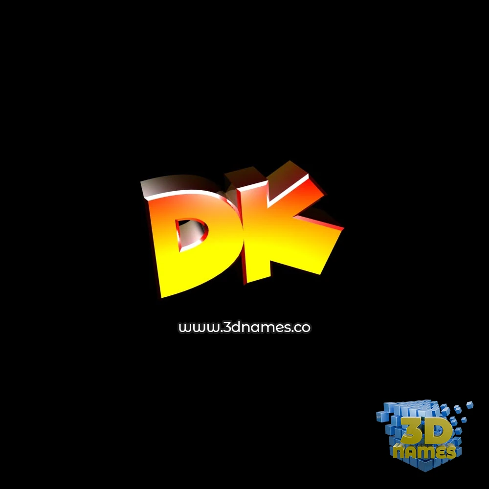 dk in Black Background style - 3D name wallpaper