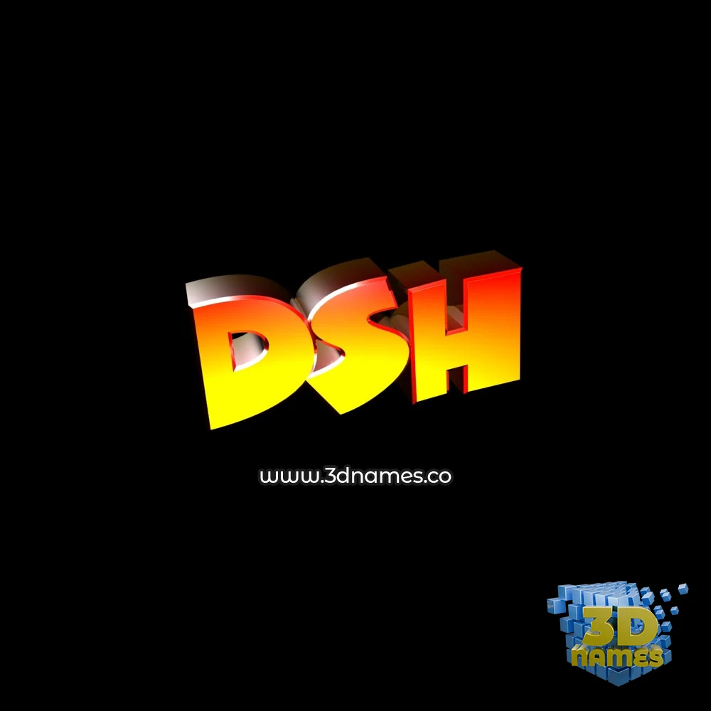 dsh in Black Background style - 3D name wallpaper