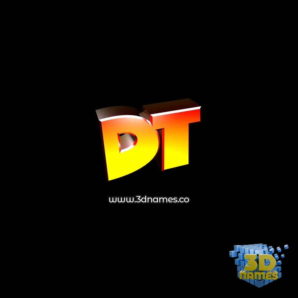 dt in Black Background style - 3D name wallpaper
