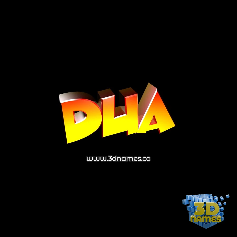 dua in Black Background style - 3D name wallpaper