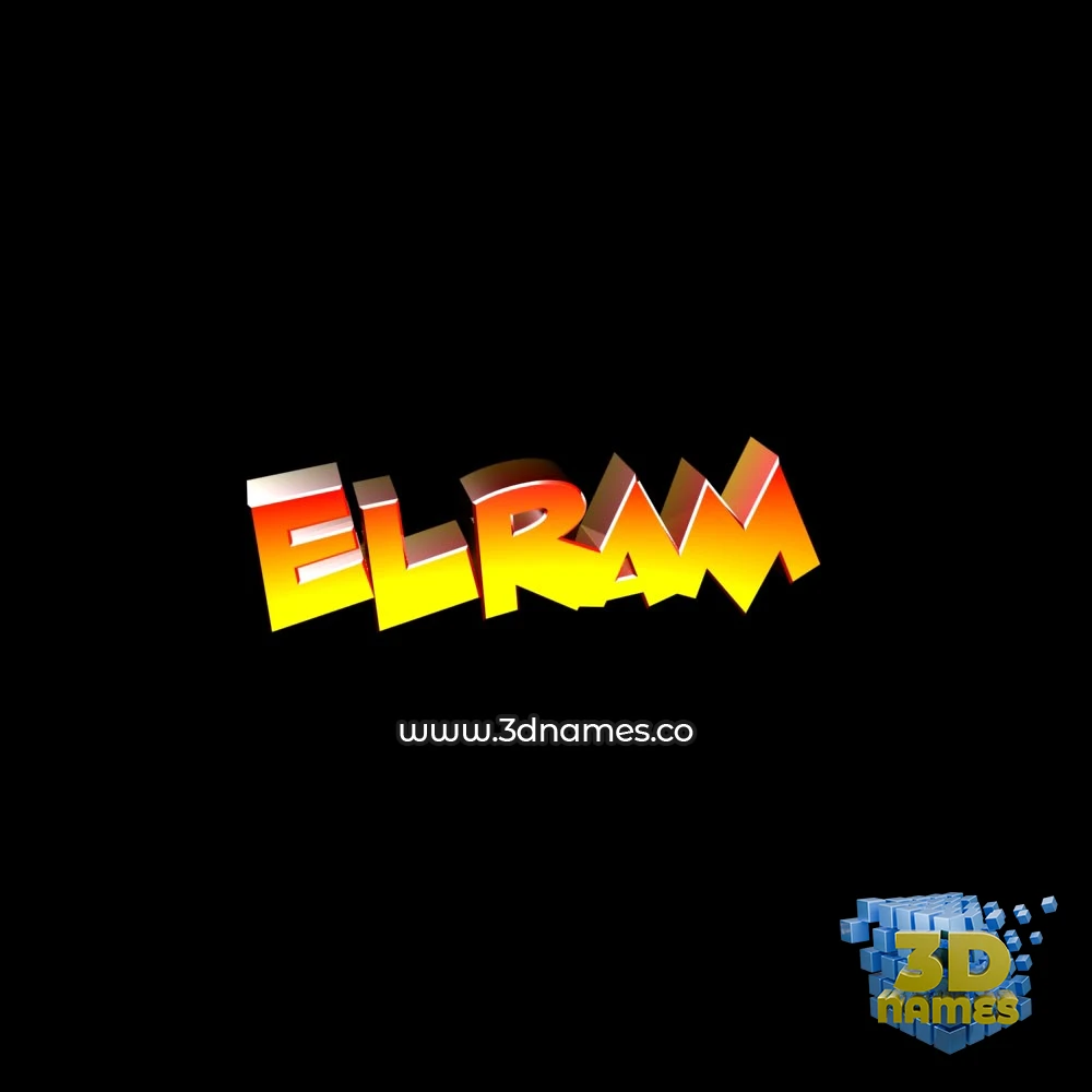 elram in Black Background style - 3D name wallpaper