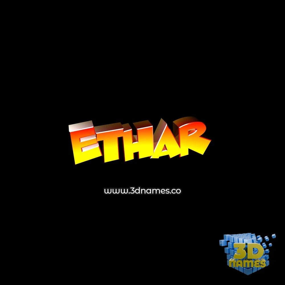 ethar in Black Background style - 3D name wallpaper