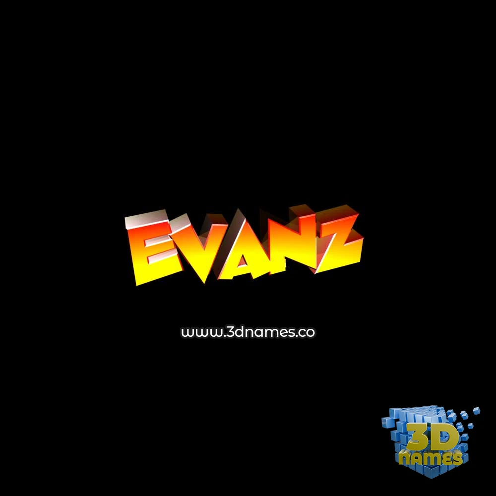 evanz in Black Background style - 3D name wallpaper