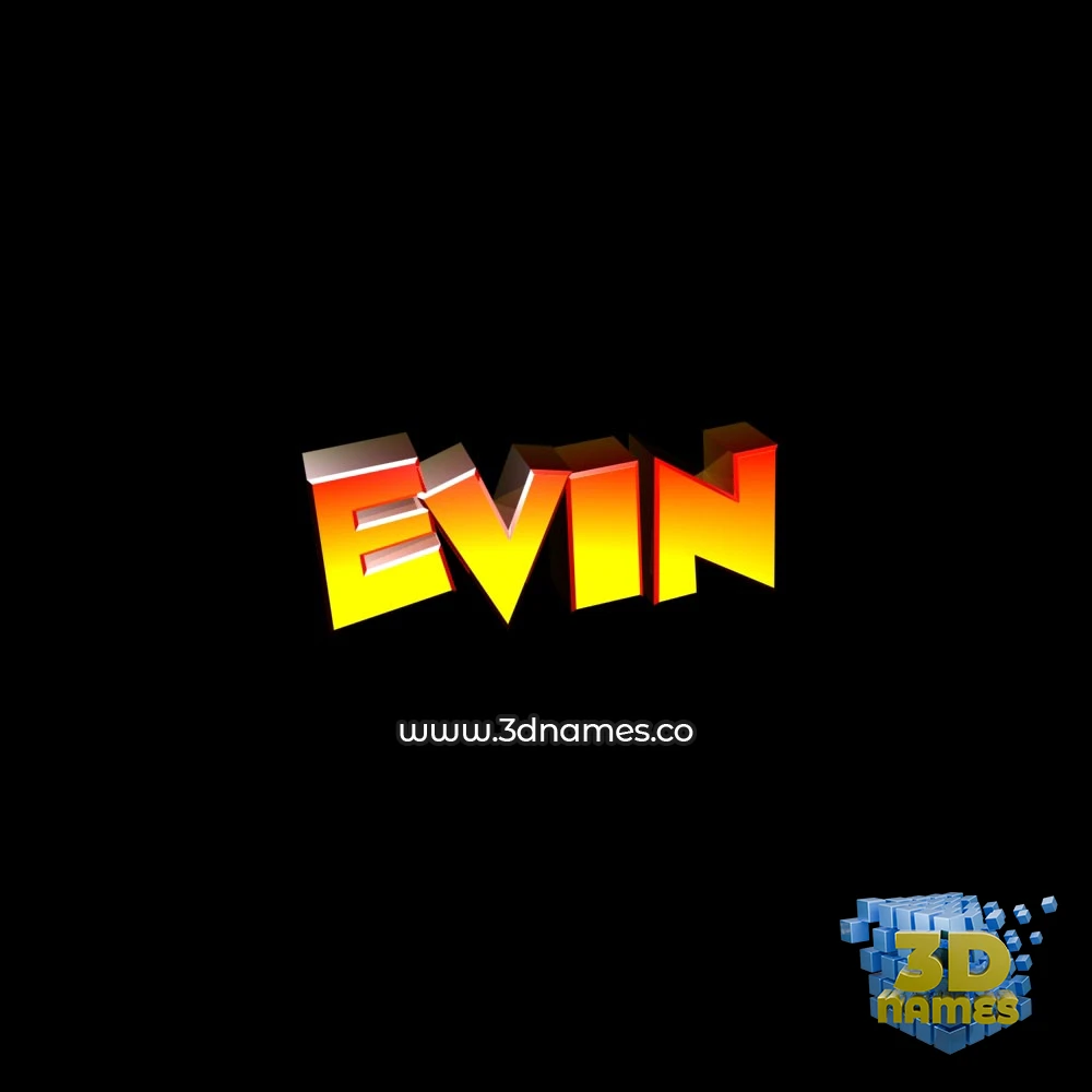 evin in Black Background style - 3D name wallpaper