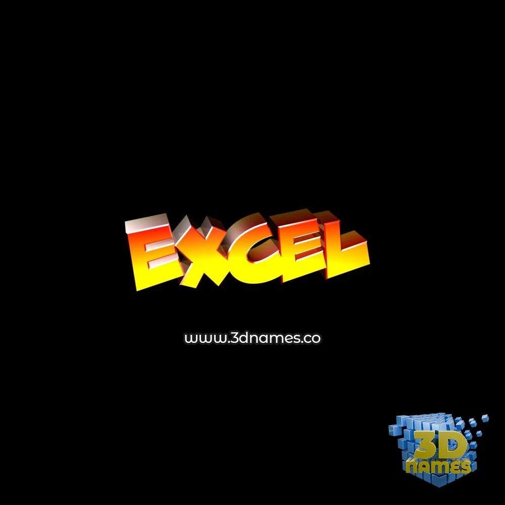 excel in Black Background style - 3D name wallpaper