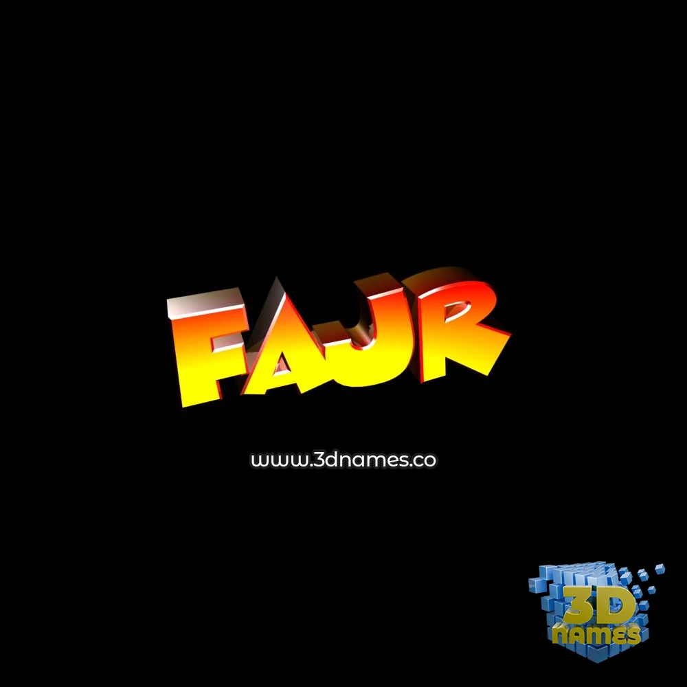 fajr in Black Background style - 3D name wallpaper