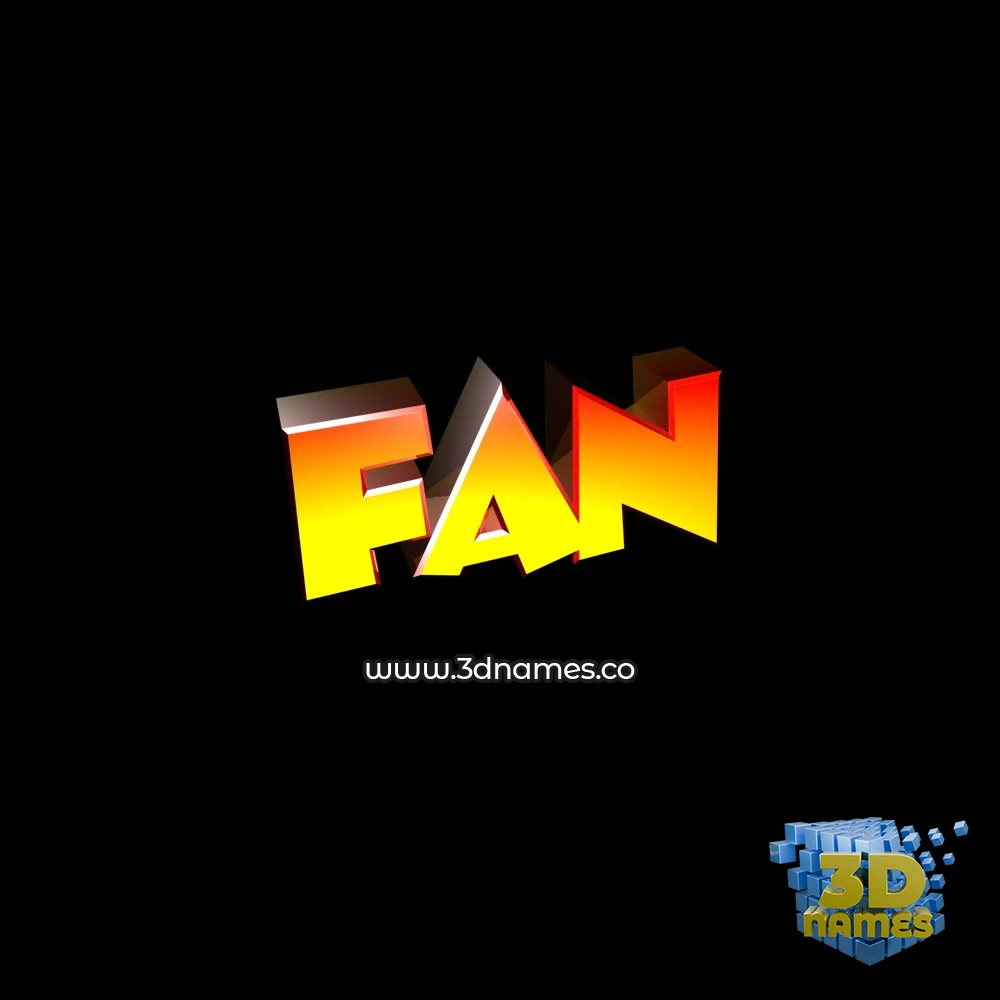 fan in Black Background style - 3D name wallpaper