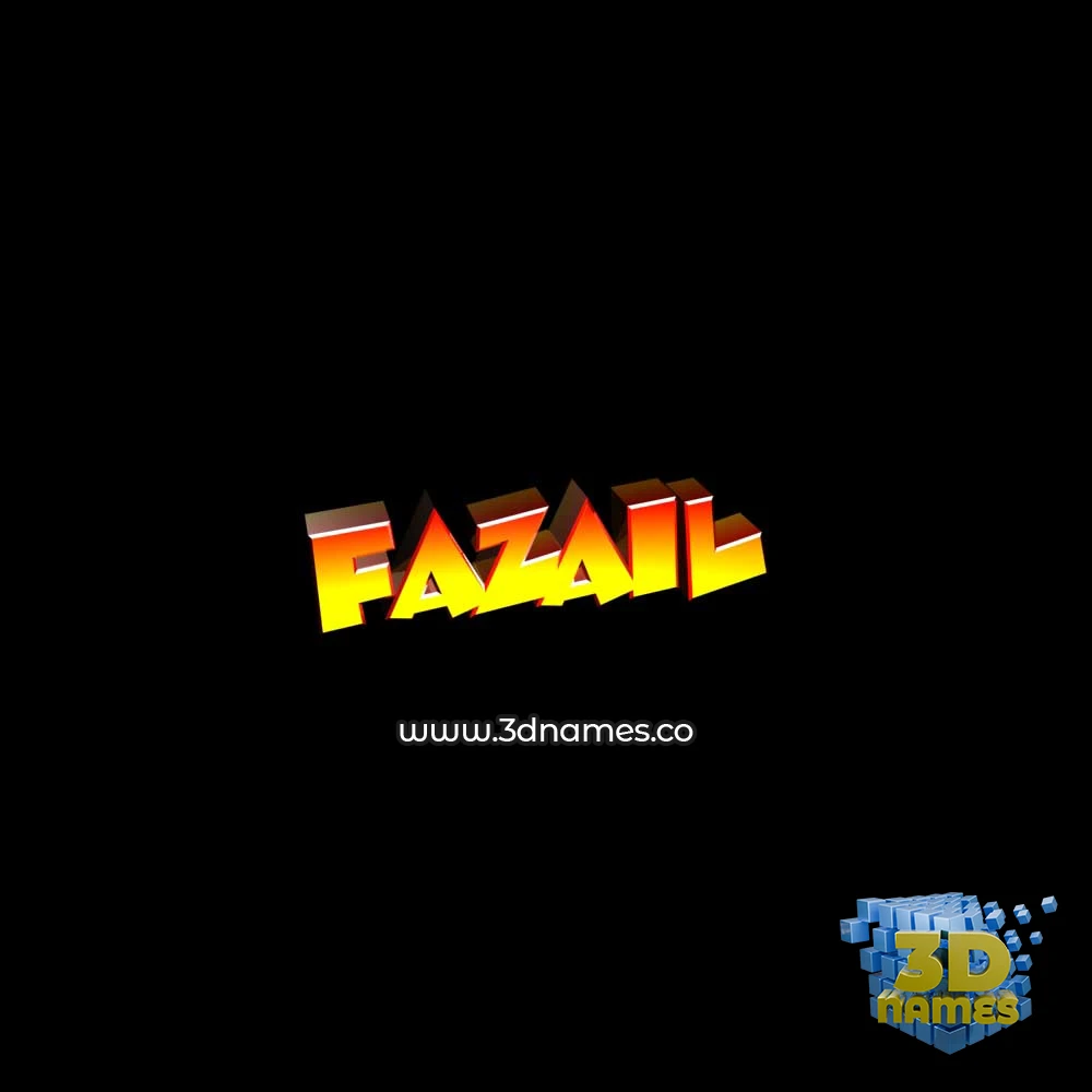 fazail in Black Background style - 3D name wallpaper