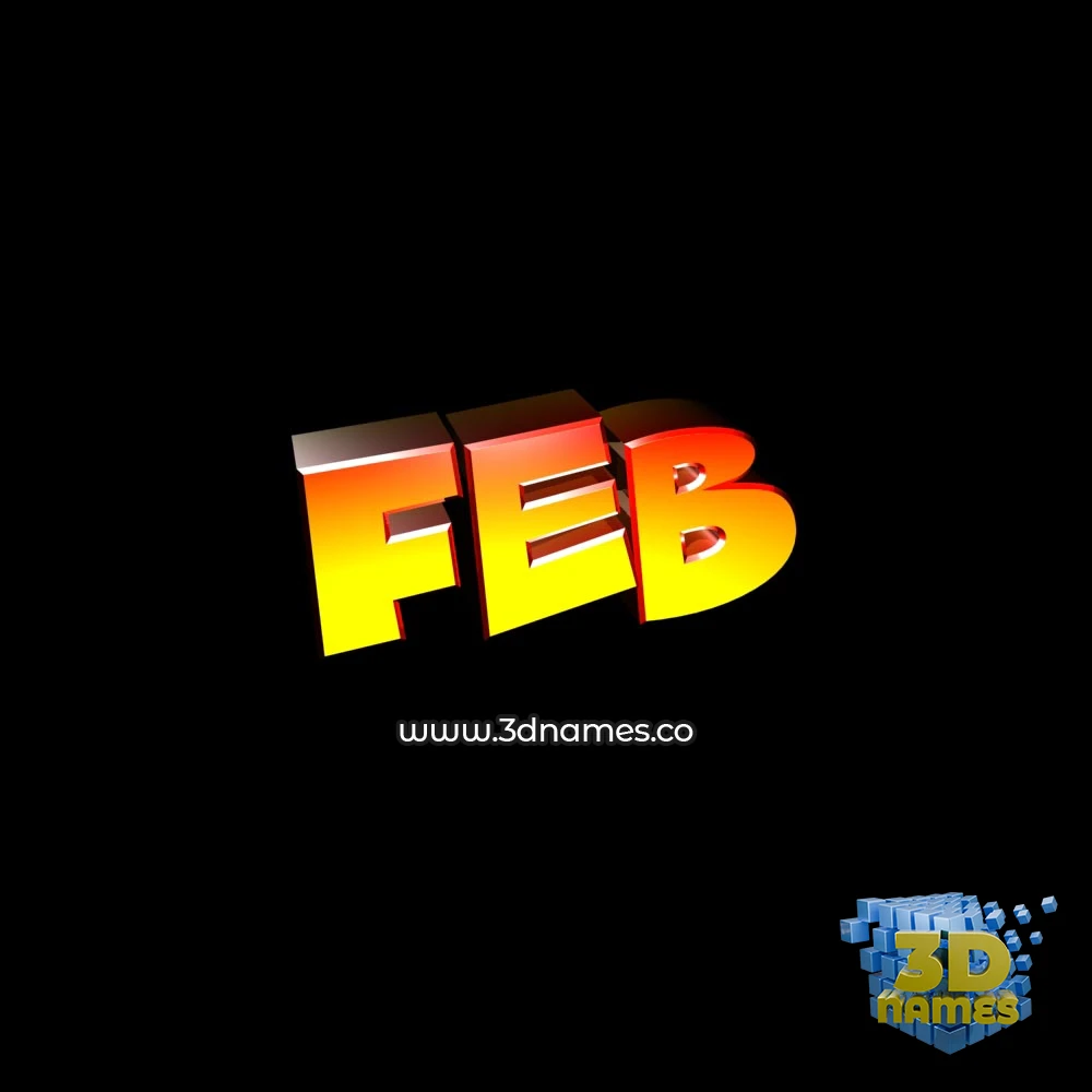 feb in Black Background style - 3D name wallpaper