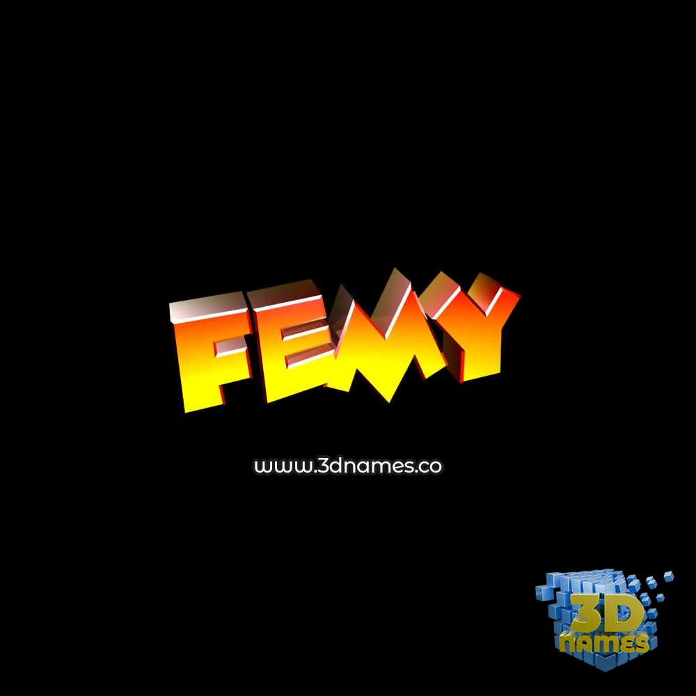 femy in Black Background style - 3D name wallpaper
