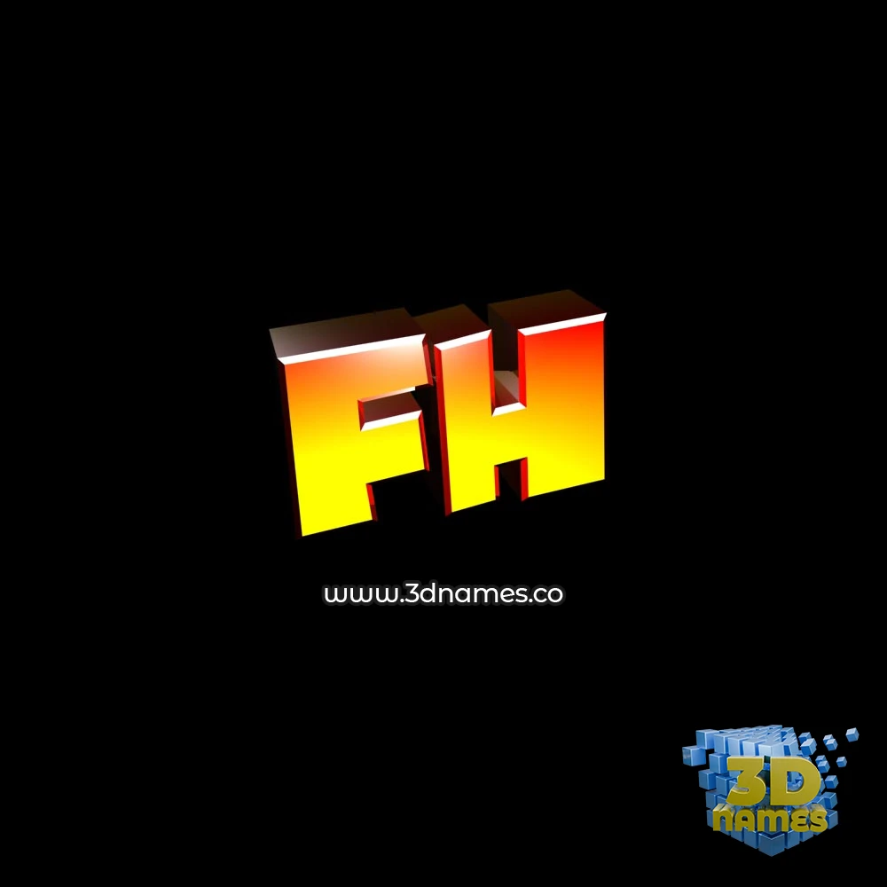 fh in Black Background style - 3D name wallpaper