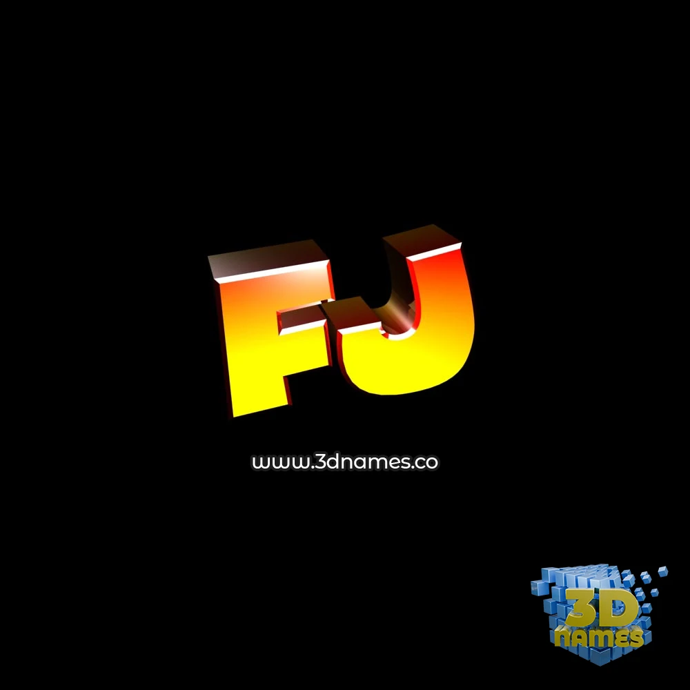 fj in Black Background style - 3D name wallpaper