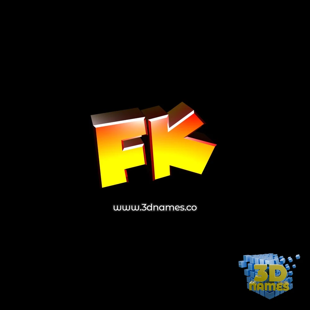 fk in Black Background style - 3D name wallpaper