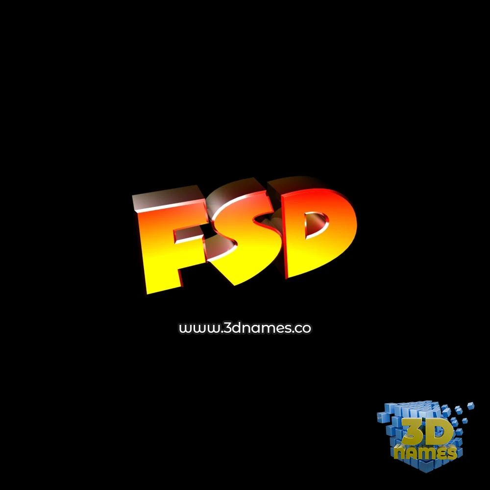 fsd in Black Background style - 3D name wallpaper