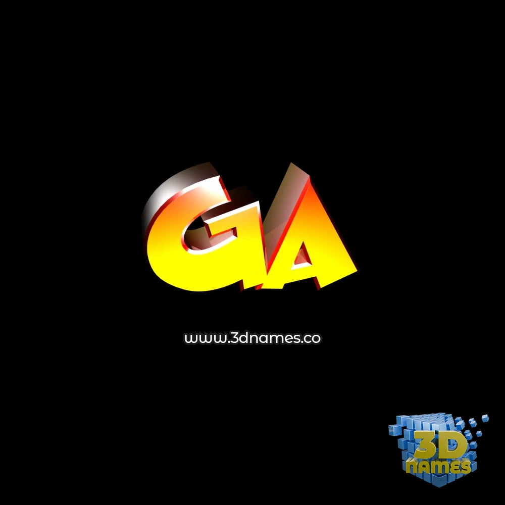 ga in Black Background style - 3D name wallpaper