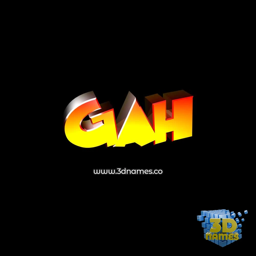 gah in Black Background style - 3D name wallpaper