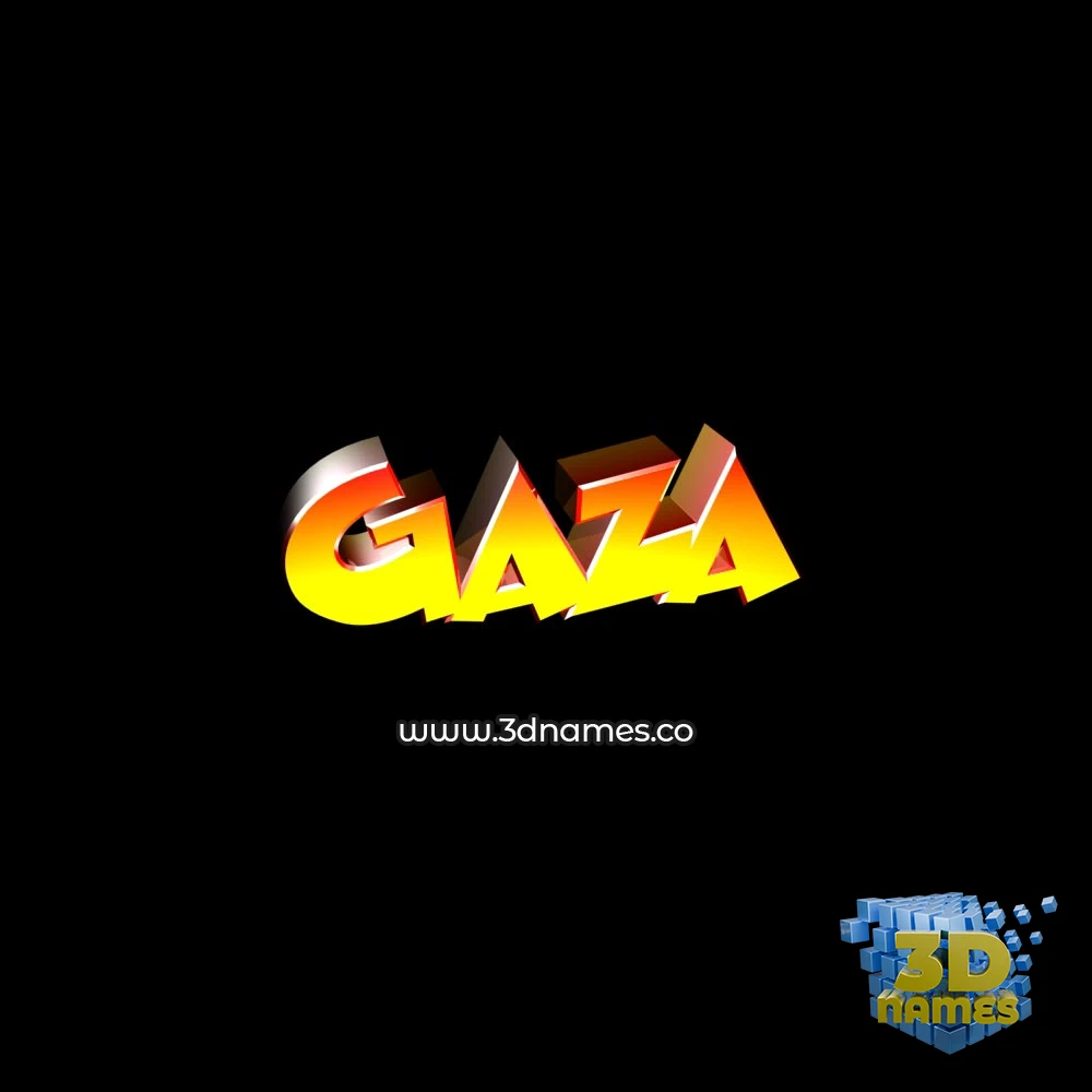 gaza in Black Background style - 3D name wallpaper