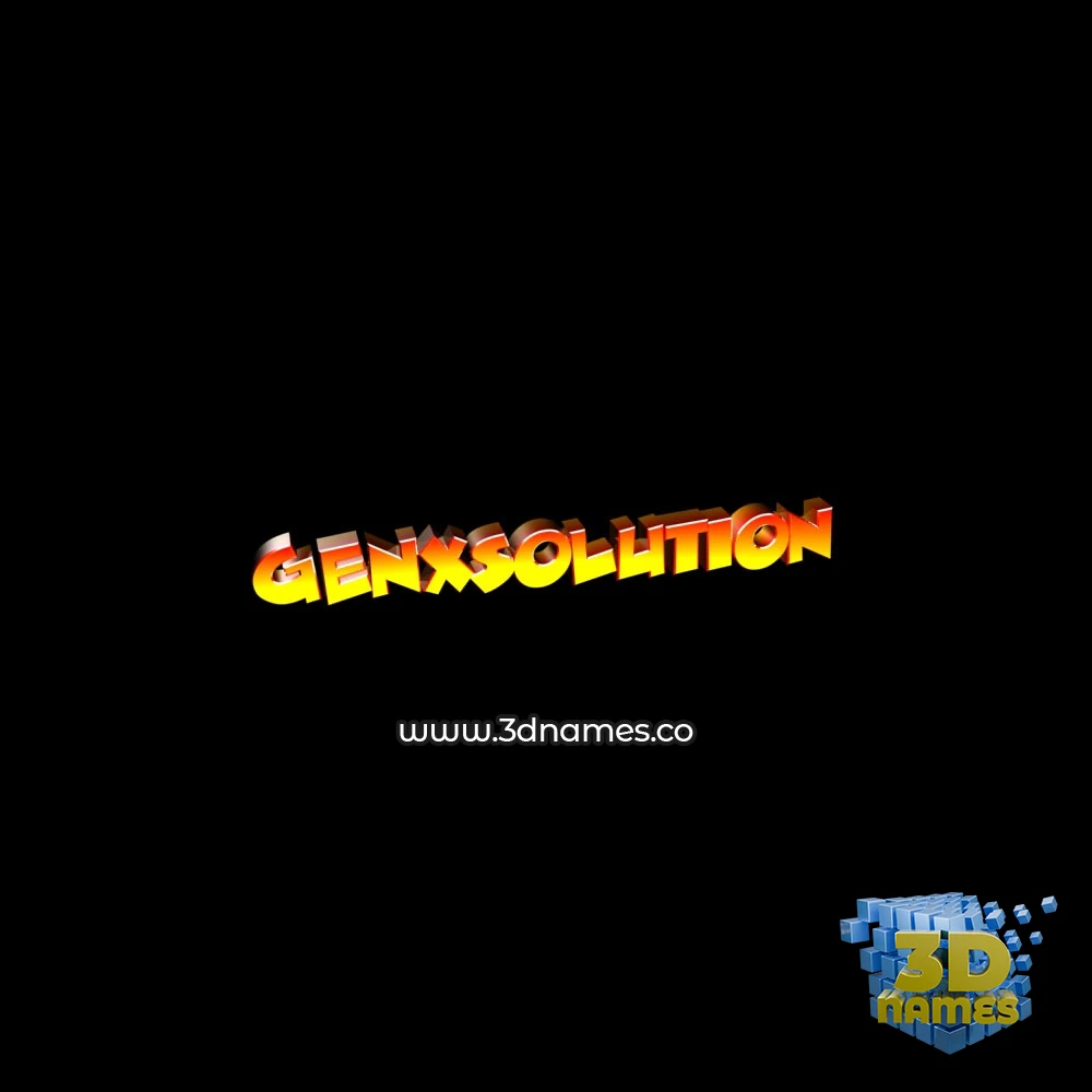 genxsolution in Black Background style - 3D name wallpaper