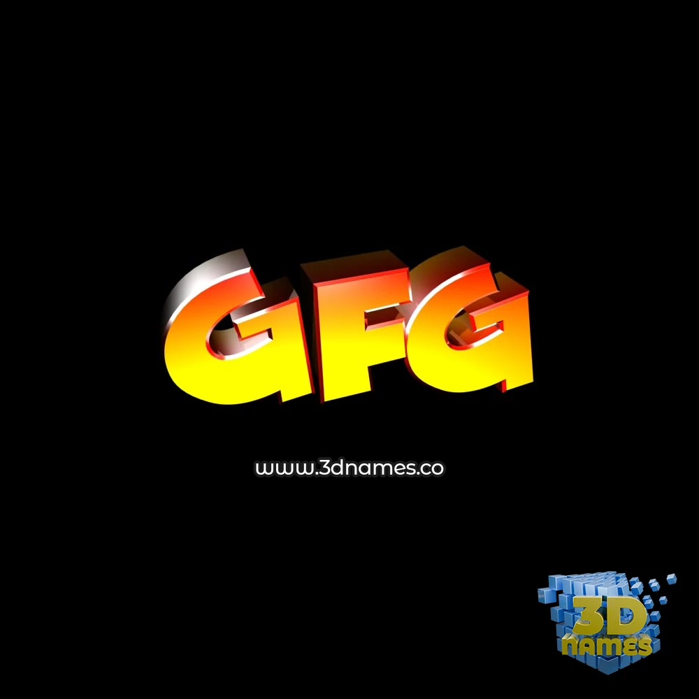 gfg in Black Background style - 3D name wallpaper