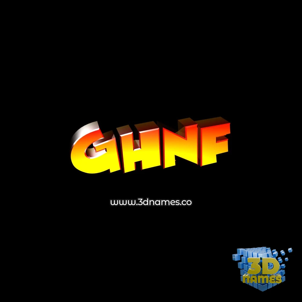 ghnf in Black Background style - 3D name wallpaper
