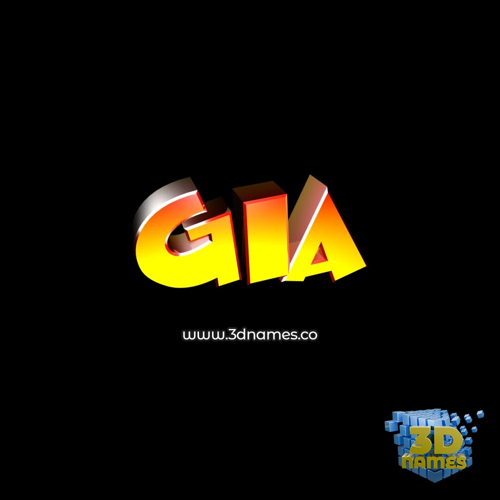gia in Black Background style - 3D name wallpaper