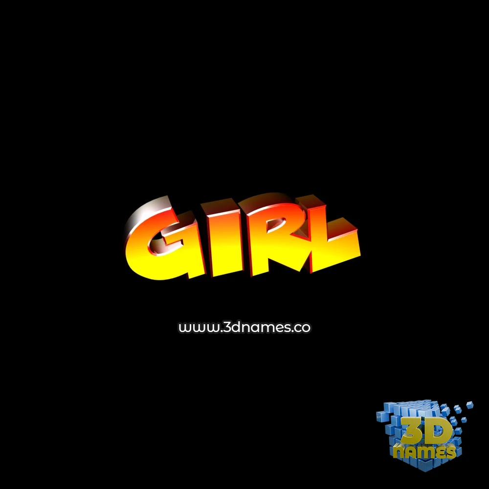 girl in Black Background style - 3D name wallpaper