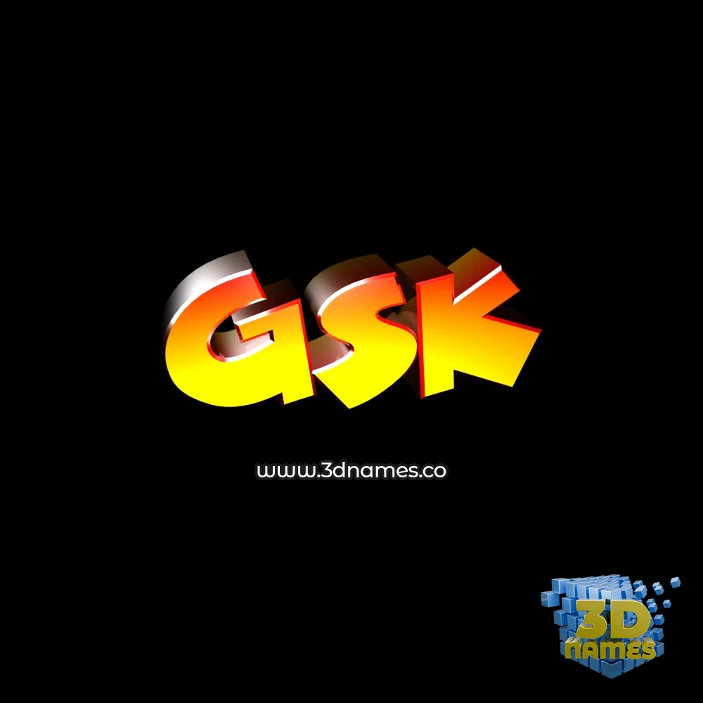 gsk in Black Background style - 3D name wallpaper