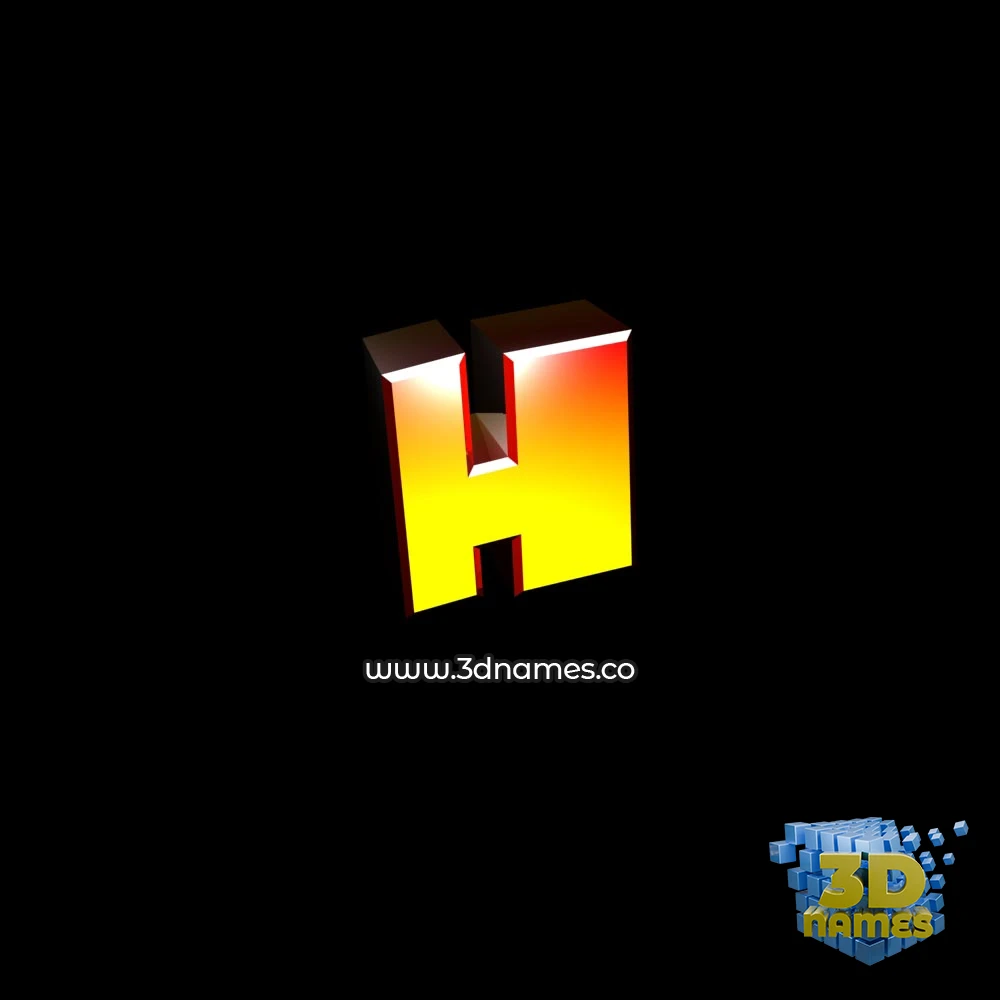 h in Black Background style - 3D name wallpaper