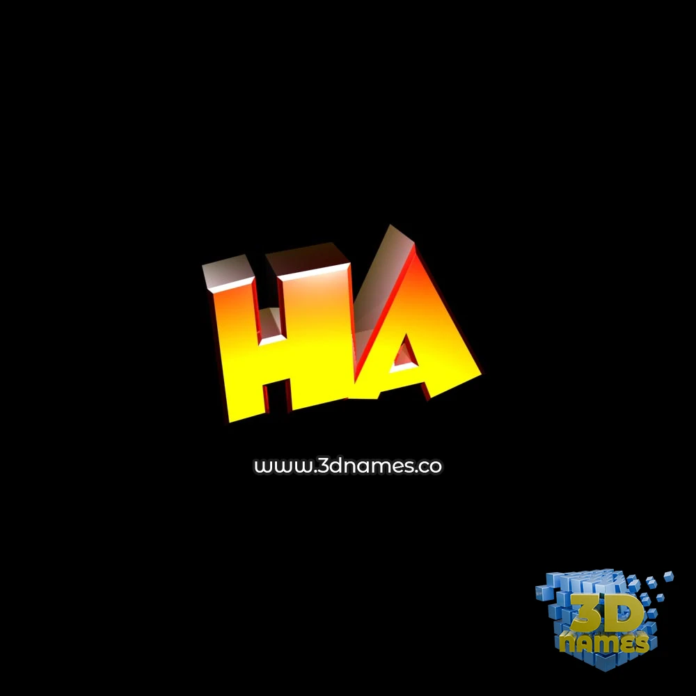 ha in Black Background style - 3D name wallpaper