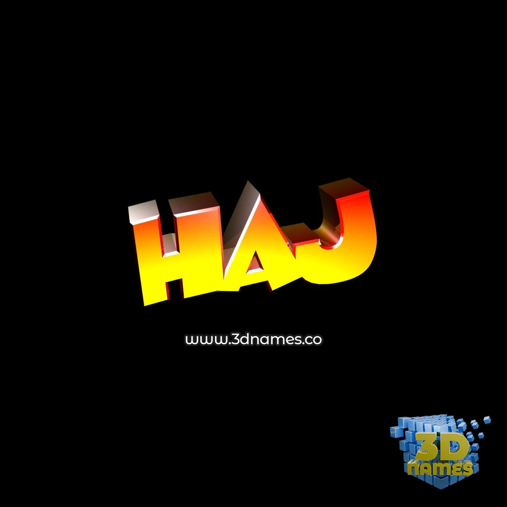 haj in Black Background style - 3D name wallpaper