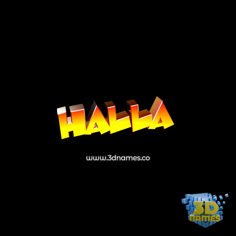 halla in Black Background style - 3D name wallpaper