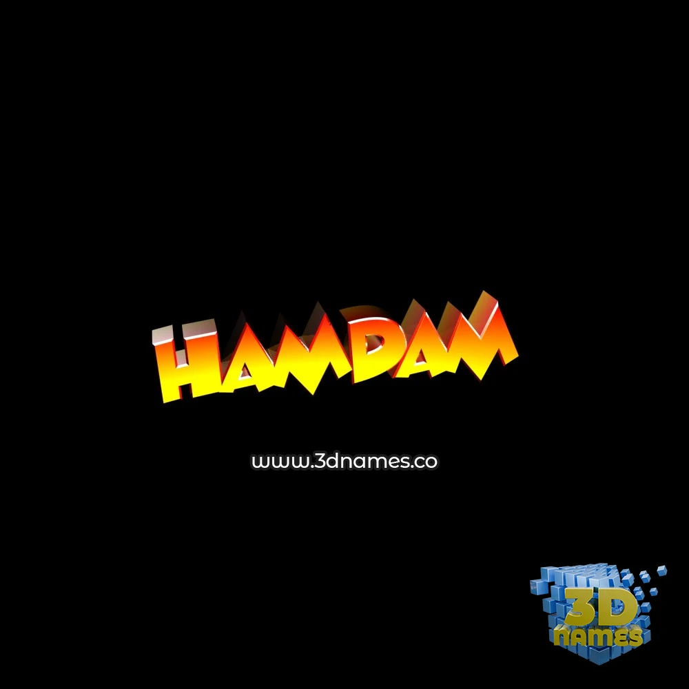 hamdam in Black Background style - 3D name wallpaper