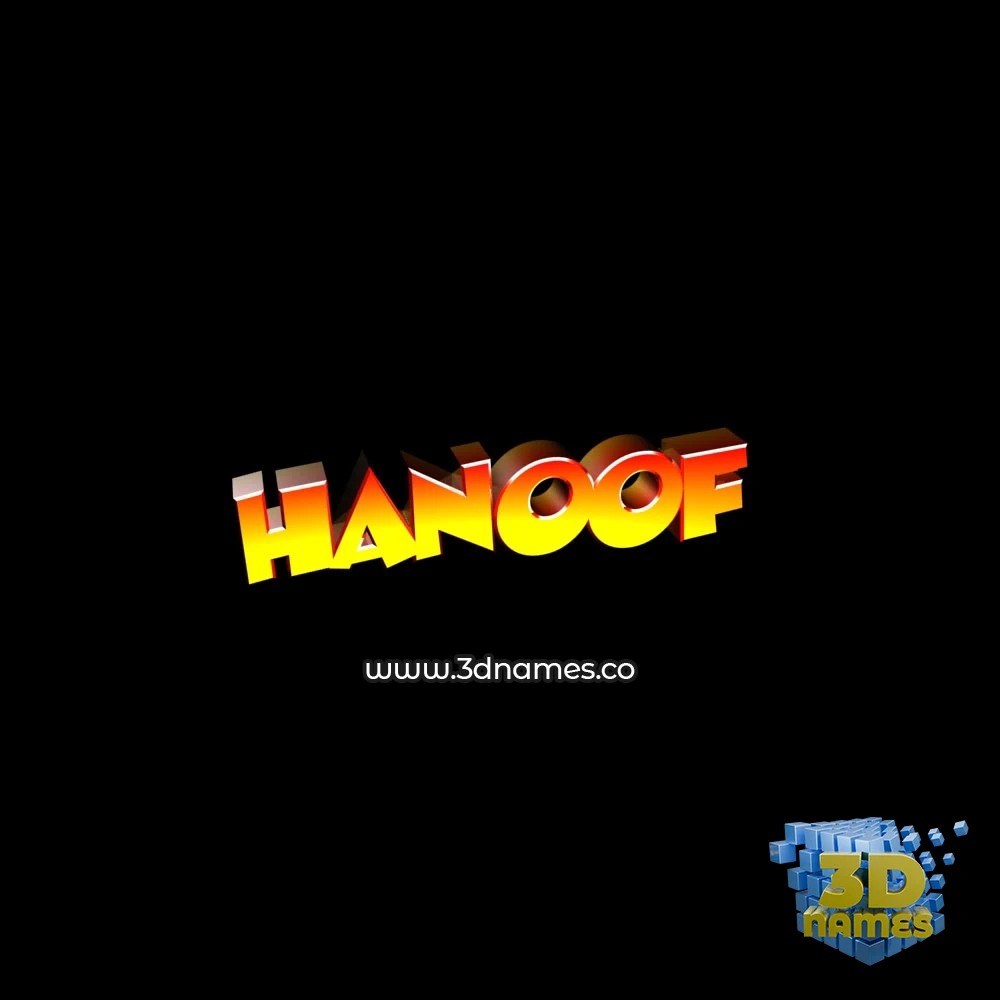 hanoof in Black Background style - 3D name wallpaper