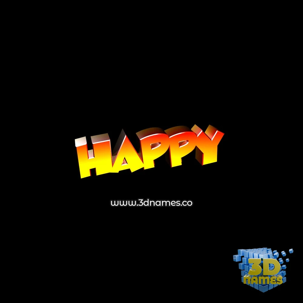 happy in Black Background style - 3D name wallpaper