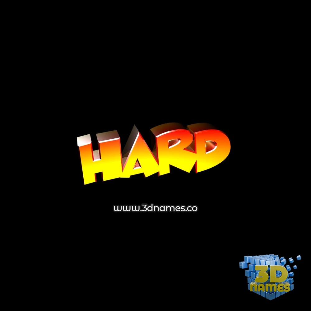 hard in Black Background style - 3D name wallpaper