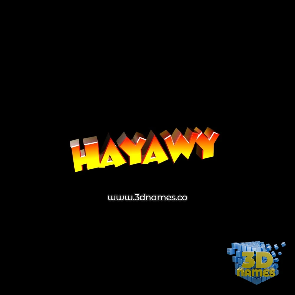 hayawy in Black Background style - 3D name wallpaper