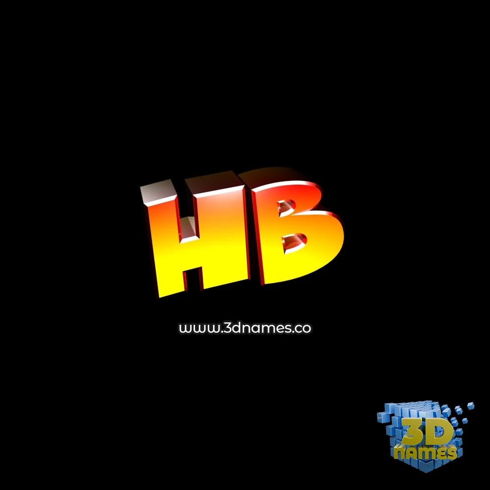 hb in Black Background style - 3D name wallpaper